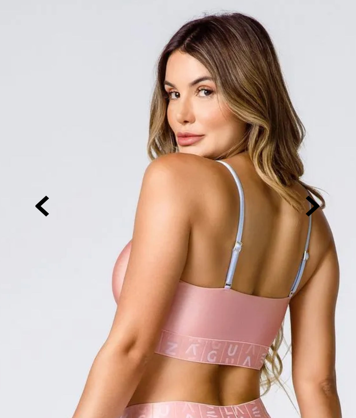 Conjunto poliamida rosa claro e azul infinito com elástico feminino