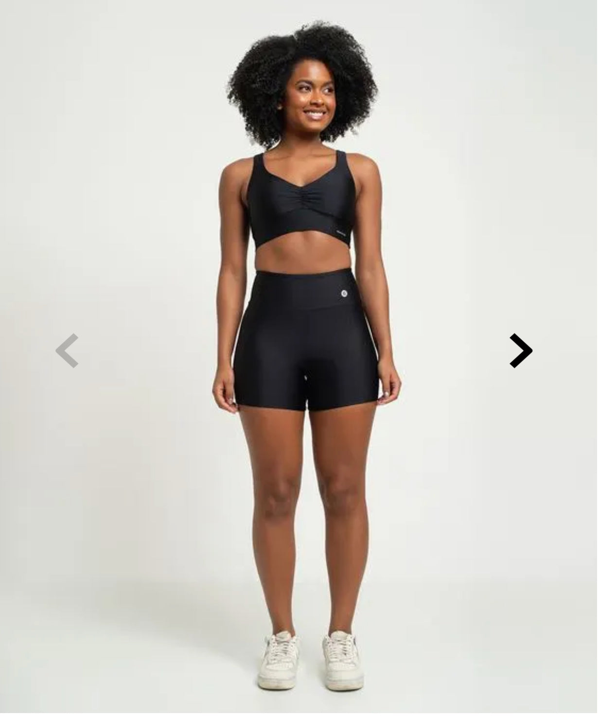 Conjunto com short e top franzido poliamida preto