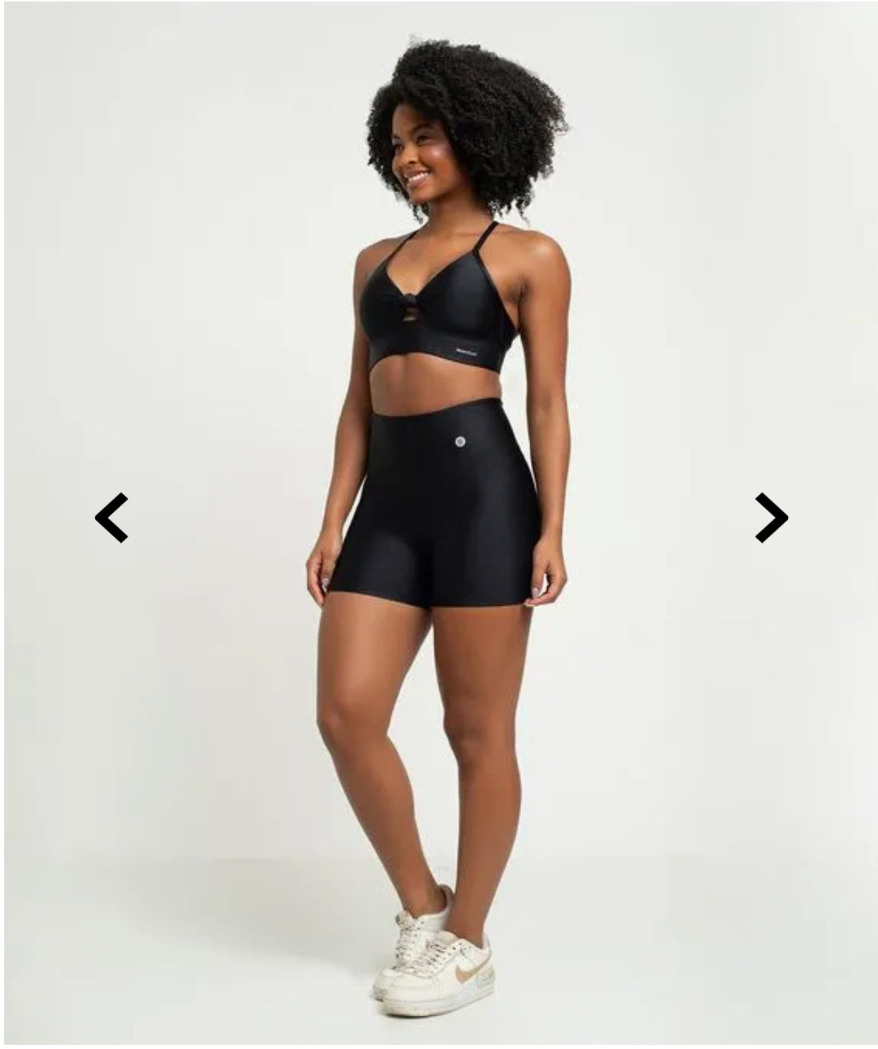 Conjunto com short e top franzido poliamida preto