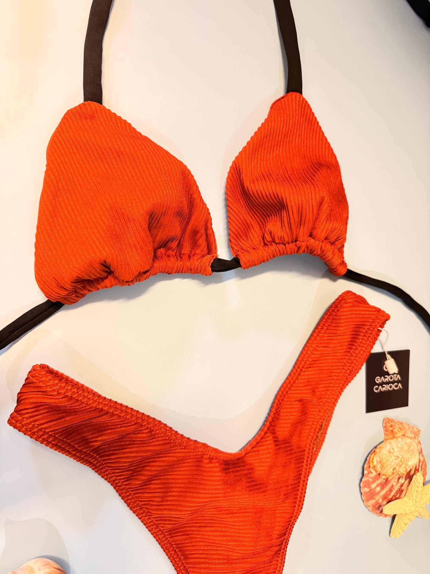 Conjunto Canelado Top Meia Taça + Calcinha asa Delta