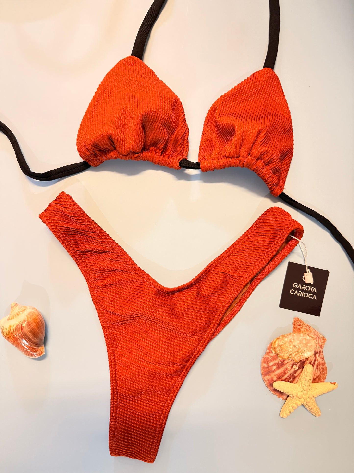 Conjunto Canelado Top Meia Taça + Calcinha asa Delta