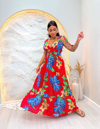 Vestido com detalhes dourado