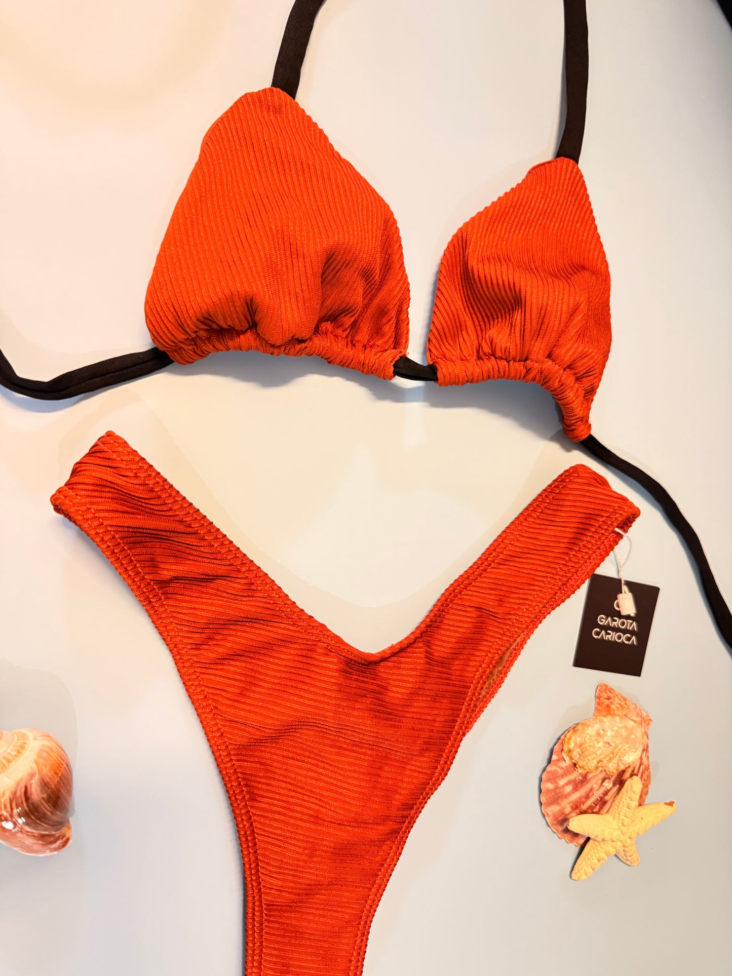 Conjunto Canelado Top Meia Taça + Calcinha asa Delta