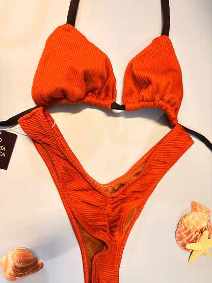 Conjunto Canelado Top Meia Taça + Calcinha asa Delta