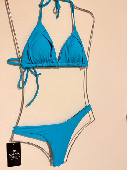 Conjunto Top Cortininha com bojo removível e calcinha asa delta